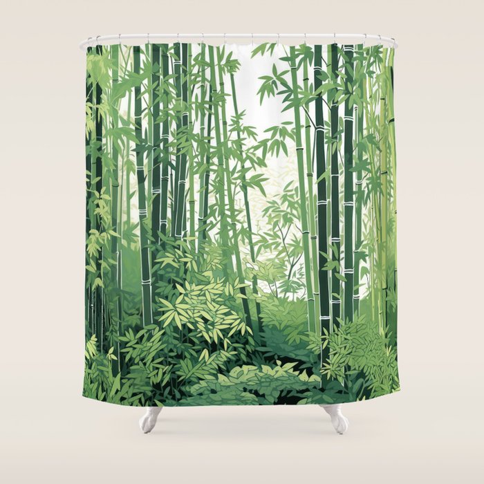 Green Bamboo Forest   Shower Curtain Gallery Image 1