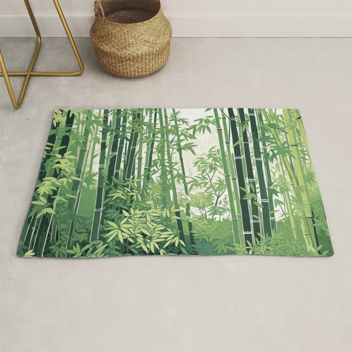 Green Bamboo Forest   Rug Gallery Image 1