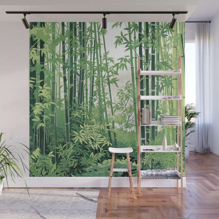 Green Bamboo Forest   Wall Mural Gallery Image 1