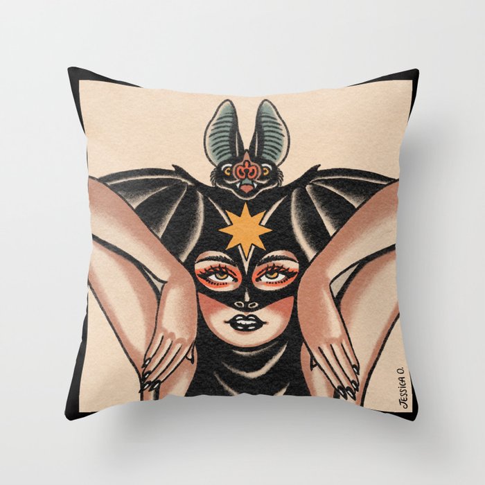 Batty Girl Throw Pillow Gallery Image 6