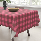 Gingham Check Eclectic Plaid Pattern in Brown and Pink Tablecloth Gallery Image 3