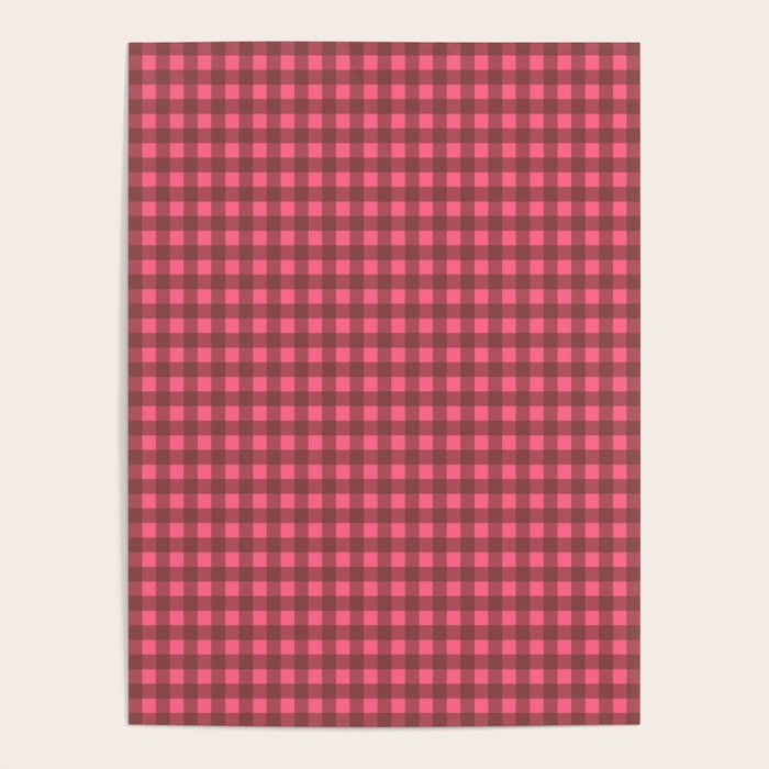 Gingham Check Eclectic Plaid Pattern in Brown and Pink Poster Gallery Image 4