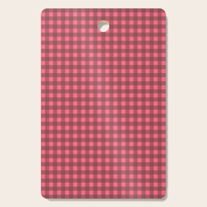 Gingham Check Eclectic Plaid Pattern in Brown and Pink Cutting Board Gallery Image 1