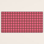 Gingham Check Eclectic Plaid Pattern in Brown and Pink Desk Mat Gallery Image 3