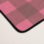 Gingham Check Eclectic Plaid Pattern in Brown and Pink Desk Mat Gallery Image 4