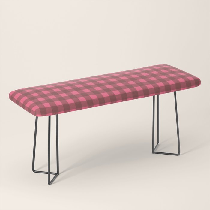 Gingham Check Eclectic Plaid Pattern in Brown and Pink Bench Gallery Image 1