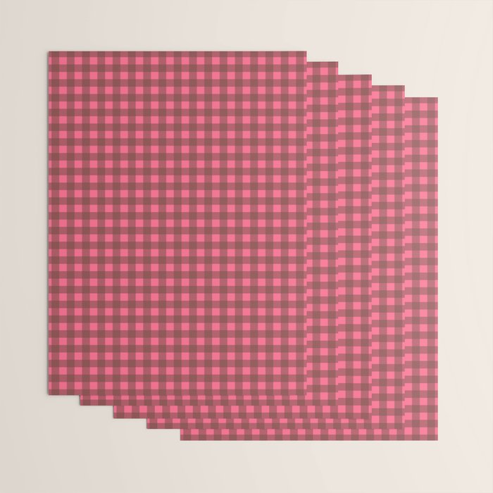 Gingham Check Eclectic Plaid Pattern in Brown and Pink Wrapping Paper Gallery Image 3