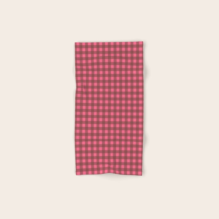 Gingham Check Eclectic Plaid Pattern in Brown and Pink Bath Towel Gallery Image 1