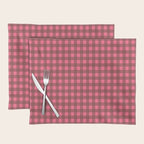 Gingham Check Eclectic Plaid Pattern in Brown and Pink Placemat Gallery Image 1