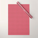 Gingham Check Eclectic Plaid Pattern in Brown and Pink Wrapping Paper Gallery Image 1