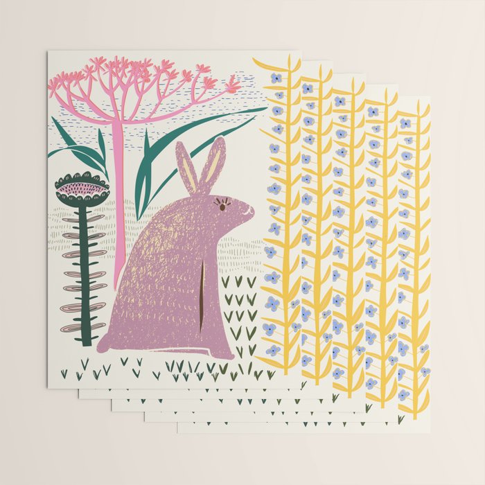 Block print bunny Wrapping Paper Gallery Image 3