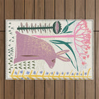 Block print bunny Outdoor Rug Gallery Image 1