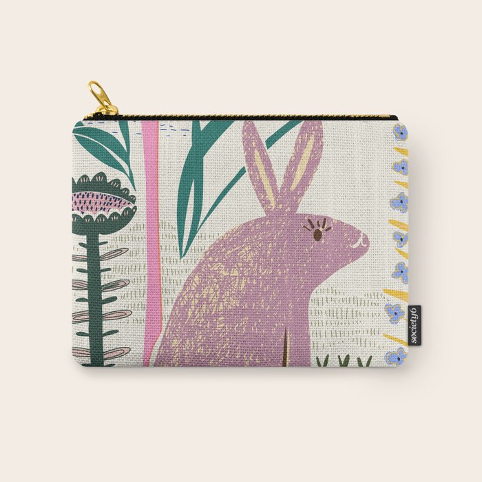 Block print bunny Carry All Pouch