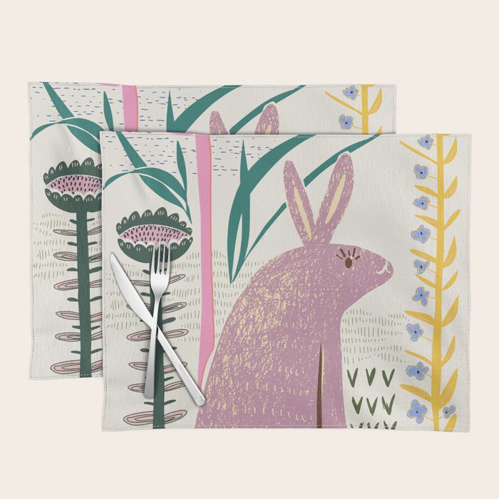 Block print bunny Placemat Gallery Image 1