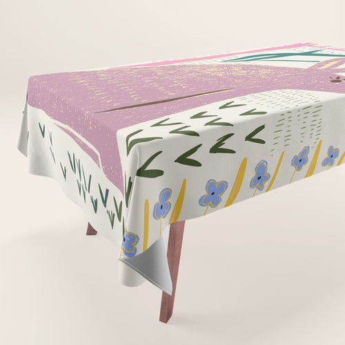 Block Print Bunny Tablecloth Gallery Image 1