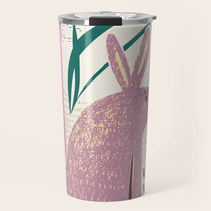 Block print bunny Travel Mug Gallery Image 1