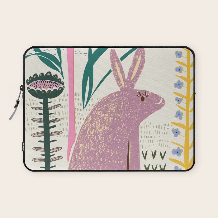 Block print bunny Laptop Sleeve Gallery Image 1