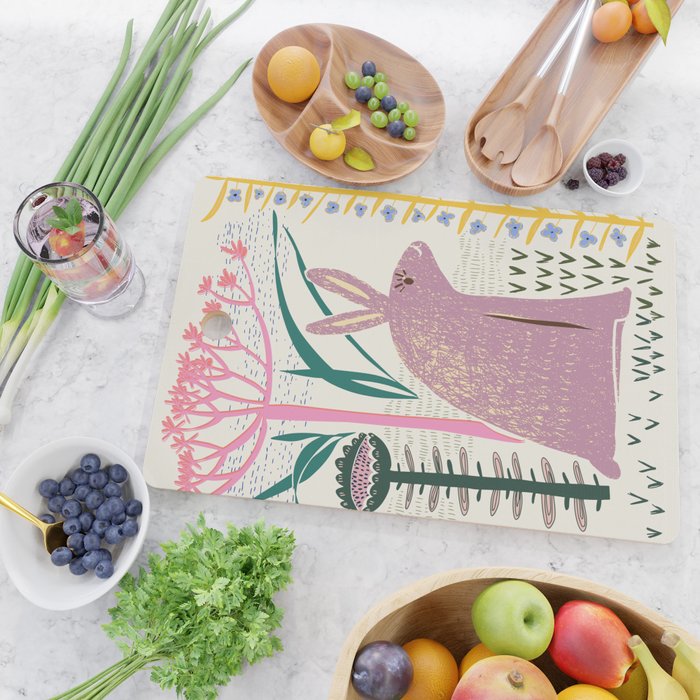 Block print bunny Cutting Board Gallery Image 2