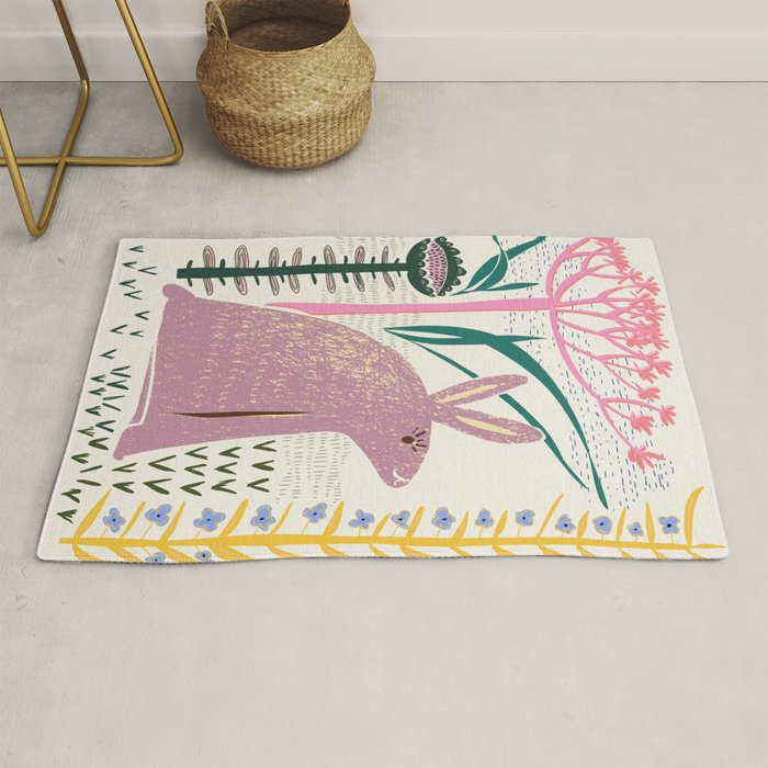 Block print bunny Rug Gallery Image 1