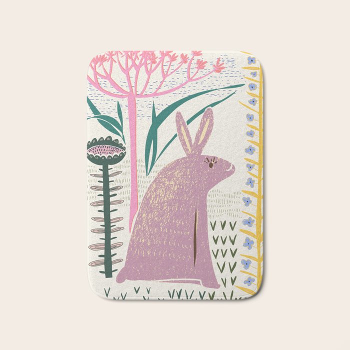 Block print bunny Bath Mat Gallery Image 1