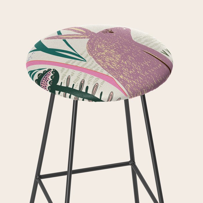 Block print bunny Stool Gallery Image 2