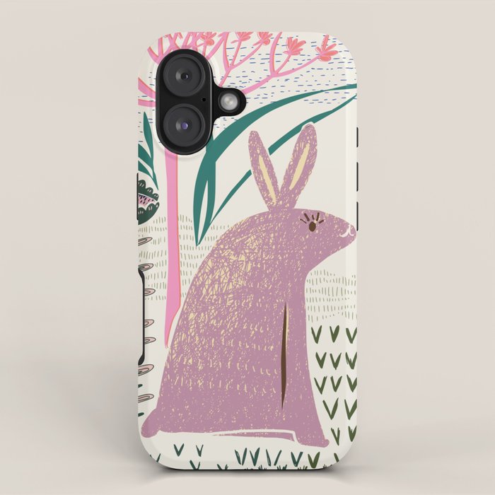 Block print bunny iPhone Case Gallery Image 1