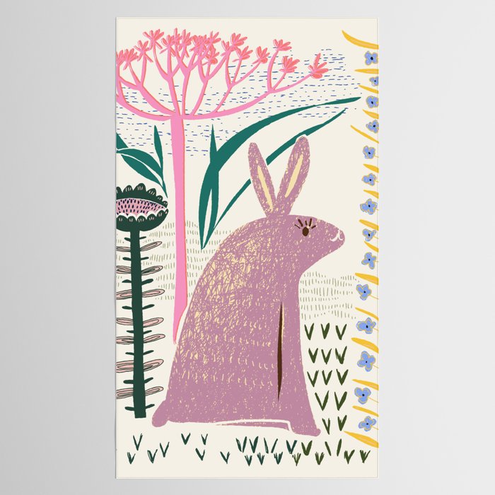 Block print bunny Tablecloth Gallery Image 2