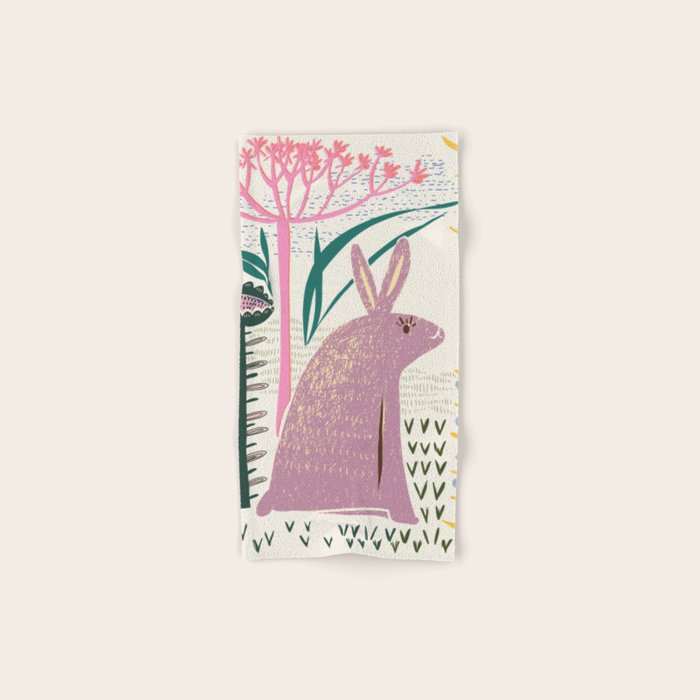 Block print bunny Bath Towel Gallery Image 1