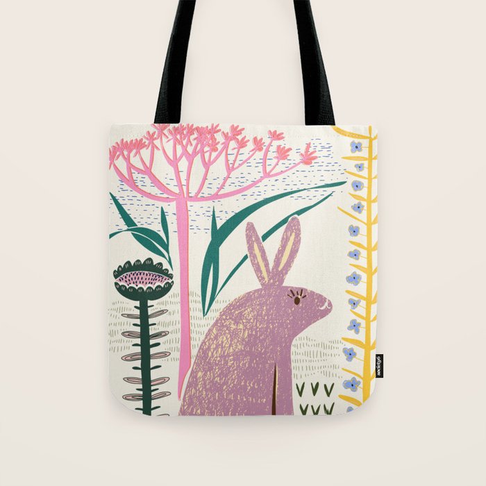 Block print bunny Tote Bag Gallery Image 1