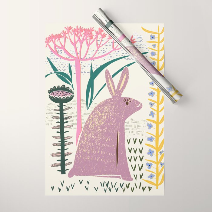 Block print bunny Wrapping Paper Gallery Image 1