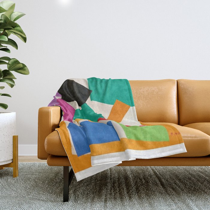 Henri Matisse - The Snail cut-out series portrait painting Throw Blanket Gallery Image 1