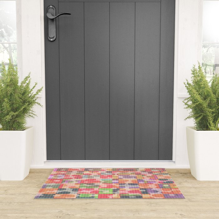 Retro Rainbow Daisy Quilt Welcome Mat Gallery Image 3