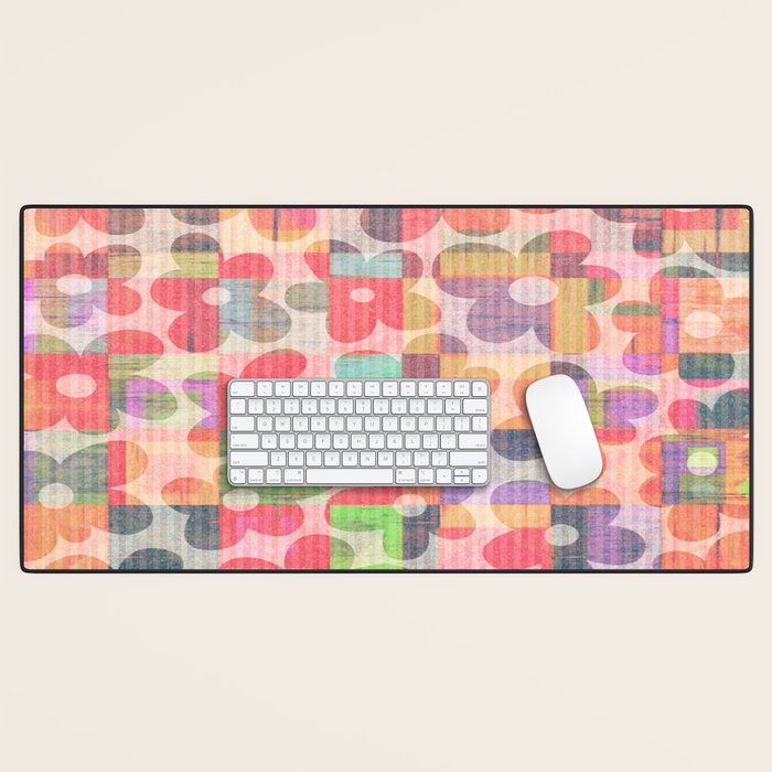Retro Rainbow Daisy Quilt Desk Mat Gallery Image 1