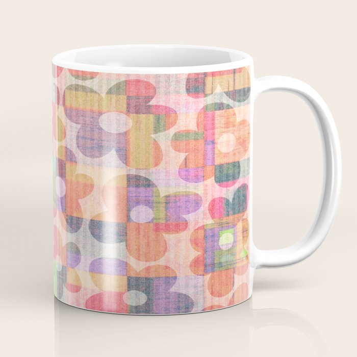 Retro Rainbow Daisy Quilt Coffee Mug Gallery Image 1