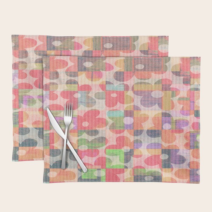 Retro Rainbow Daisy Quilt Placemat Gallery Image 1