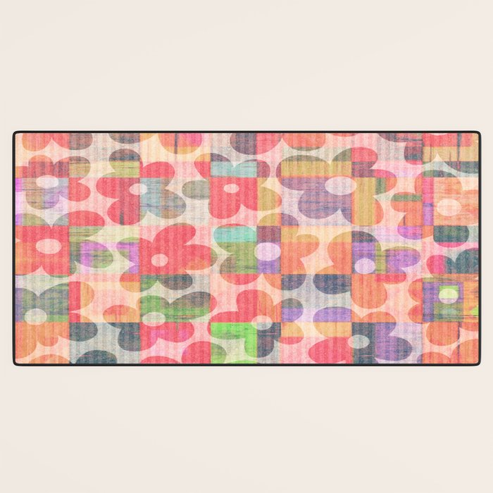 Retro Rainbow Daisy Quilt Desk Mat Gallery Image 3