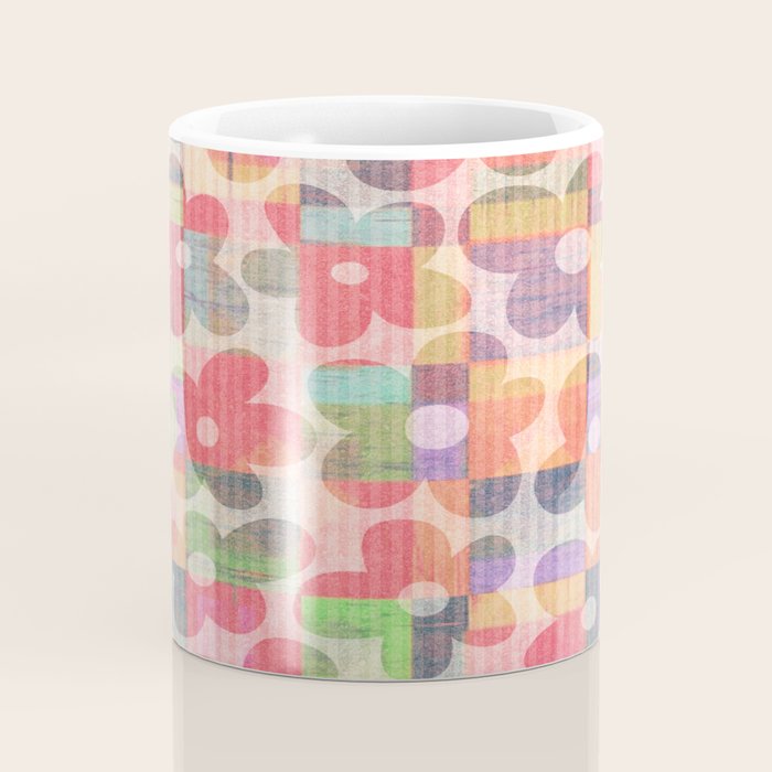 Retro Rainbow Daisy Quilt Coffee Mug Gallery Image 4