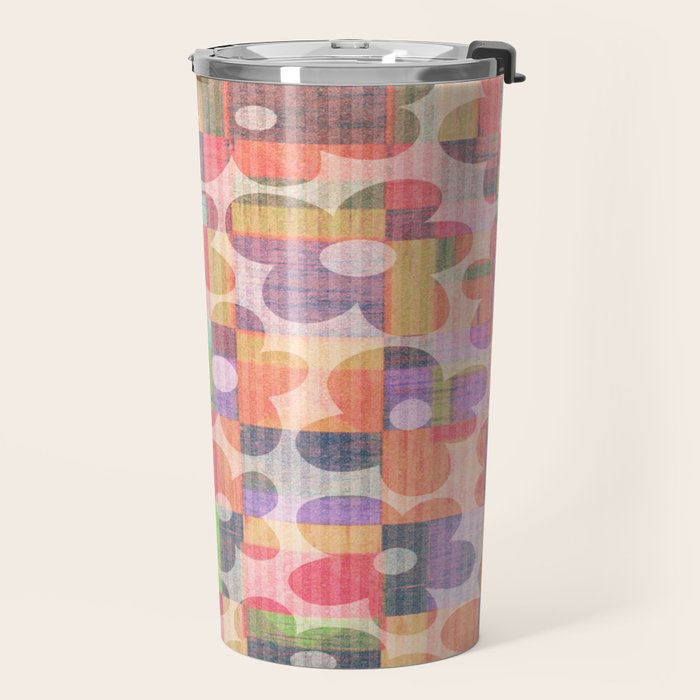 Retro Rainbow Daisy Quilt Travel Mug Gallery Image 2
