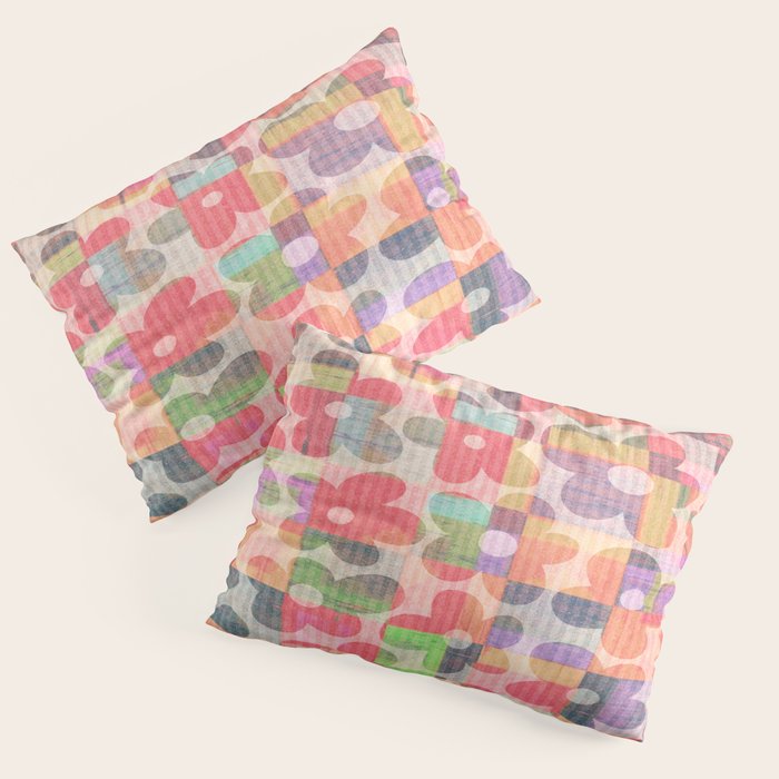 Retro Rainbow Daisy Quilt Pillow Sham Gallery Image 1