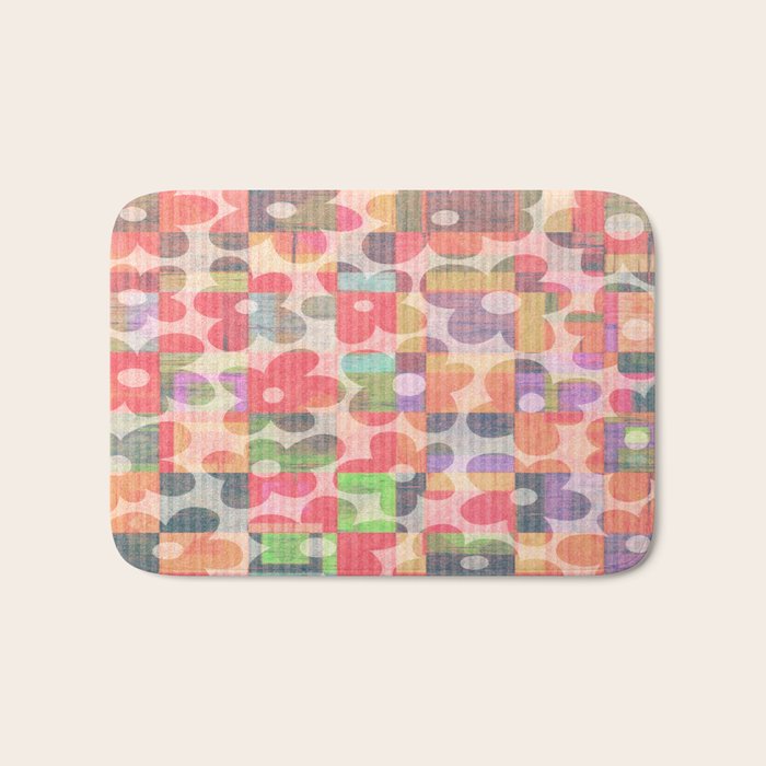 Retro Rainbow Daisy Quilt Bath Mat Gallery Image 1
