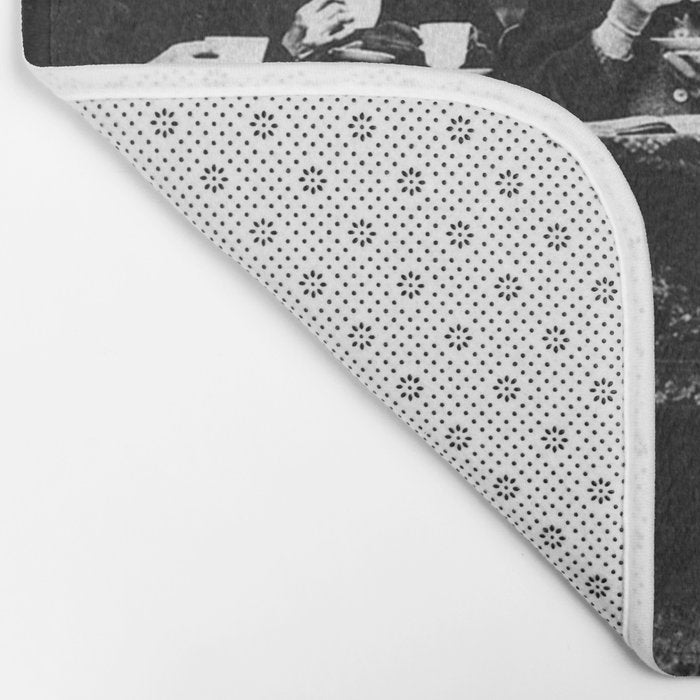 Humorous witches council of old ugly witches having tea and spells vintage black and white portrait photograph - photography - photographs Bath Mat Gallery Image 2