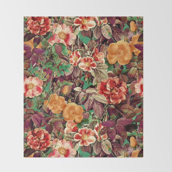 Vintage Exotic Forest Throw Blanket Gallery Image 2