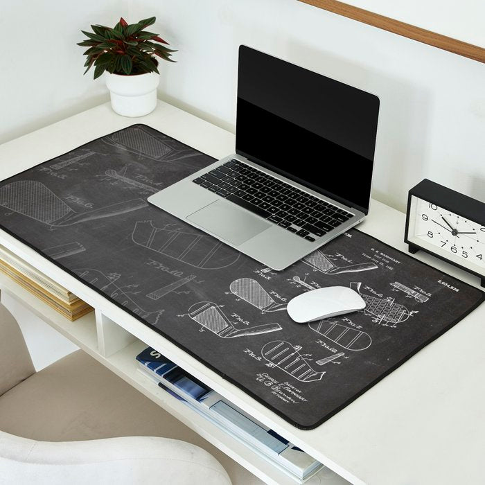 Golf Clubs Patent - Golfing Art - Black Chalkboard Desk Mat Gallery Image 2