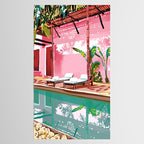 Vacay Villa | Blush Pink Summer Architecture | Tropical Travel Building | Palm Bohemian Resort Tablecloth Gallery Image 2