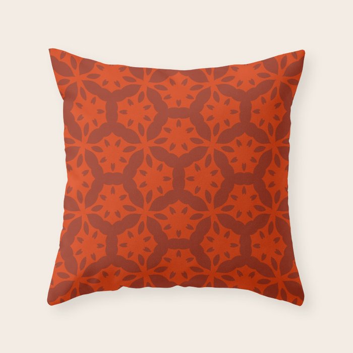 Rich Red Oriental Blooms Throw Pillow Gallery Image 6