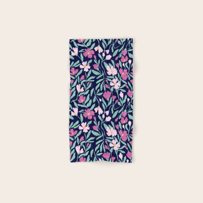 Pink Midnight Bloom Bath Towel Gallery Image 1