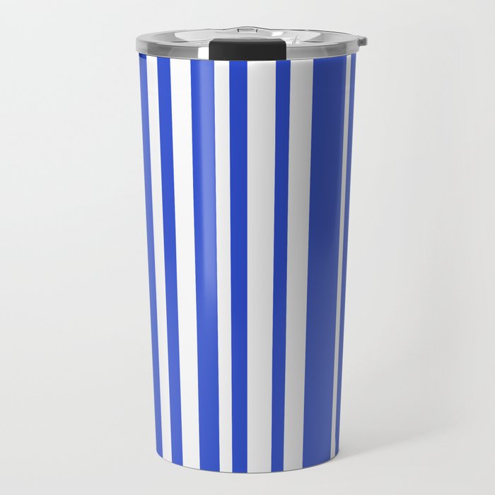  Classic Stripes XXXIV - Bright Blue Travel Mug Gallery Image 1