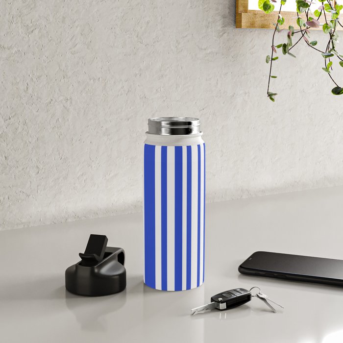  Classic Stripes XXXIV - Bright Blue Water Bottle Gallery Image 4