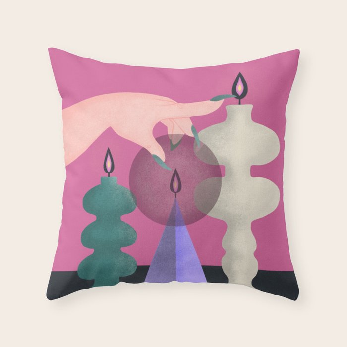 Black Flame Candle  Throw Pillow Gallery Image 6
