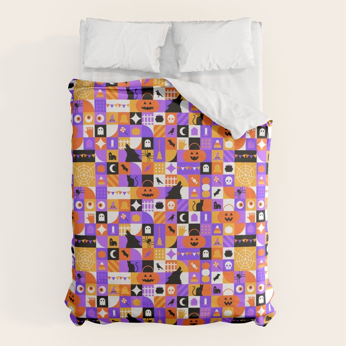 Geometric halloween mosaic pattern Duvet Cover Gallery Image 6